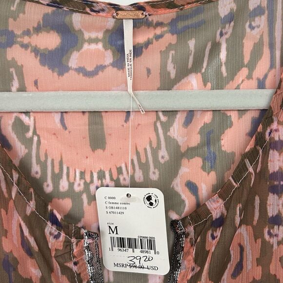 Free People Multicolor Sheer Crop Top Walk that way NWT - Picture 5 of 11